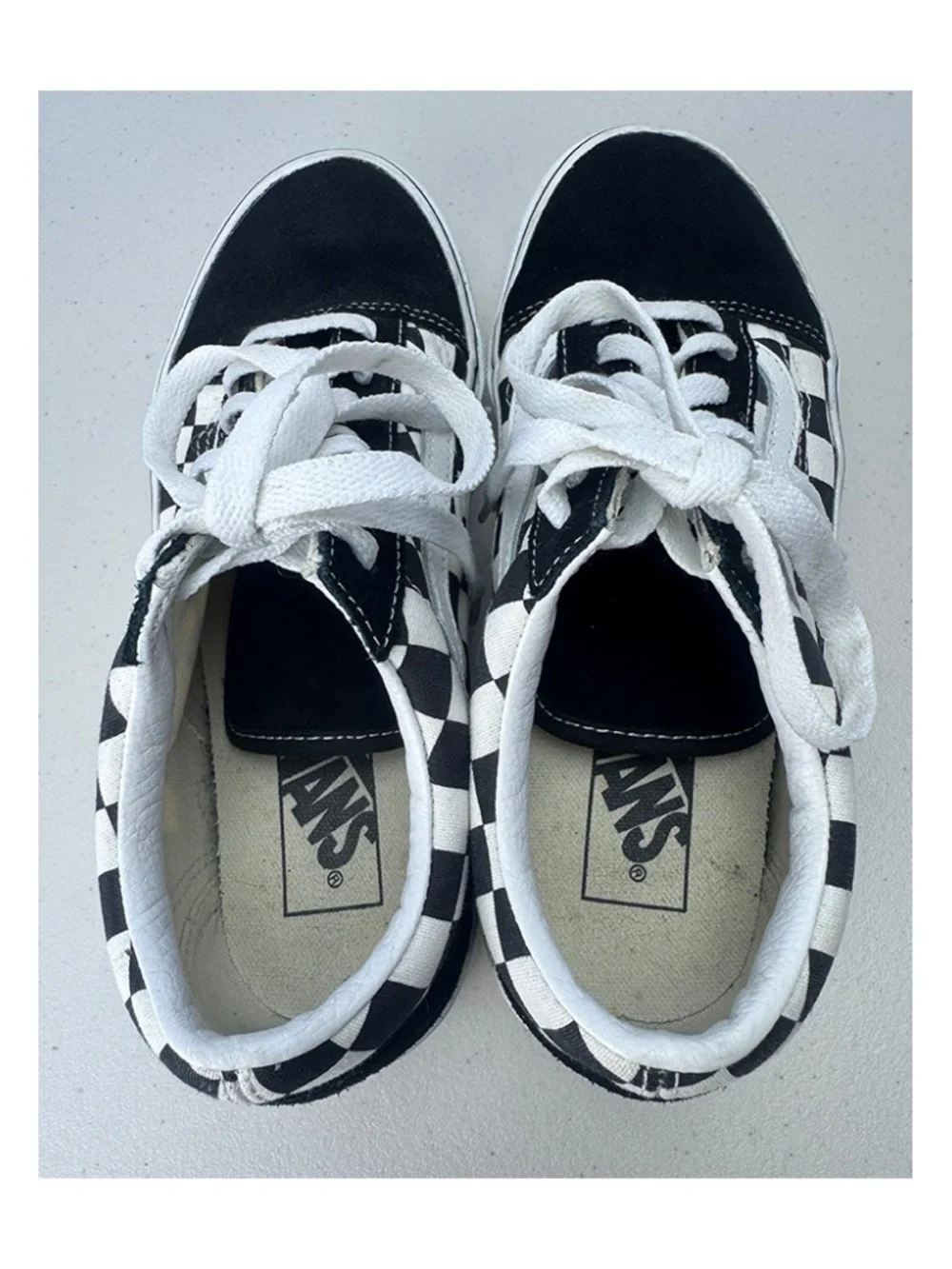VANS Old Skool Black White Checkerboard Canvas Lace Up Sneakers: Men 5.5 Women 7 - Picture 7 of 10